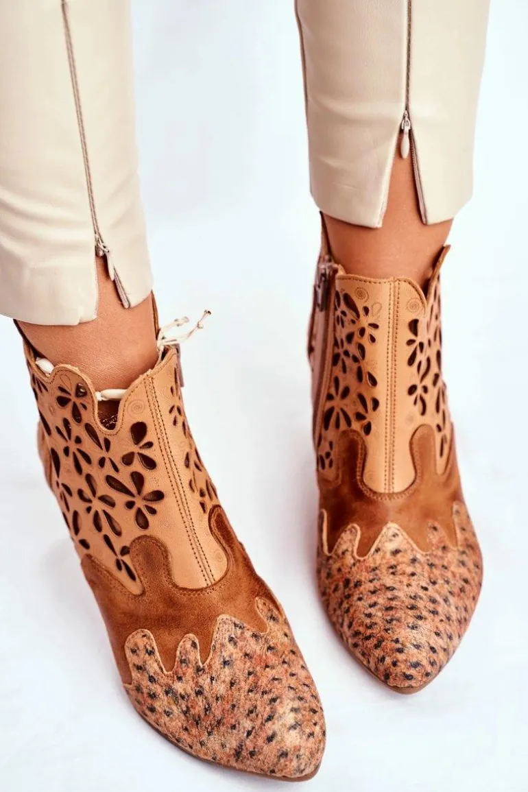 Botki Damskie Na Słupku Maciejka Wiosenne Rude 04369-29