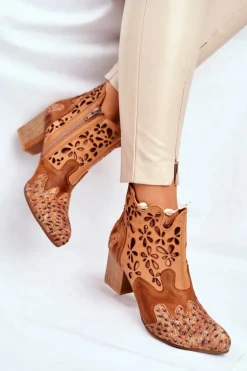 Botki Damskie Na Słupku Maciejka Wiosenne Rude 04369-29