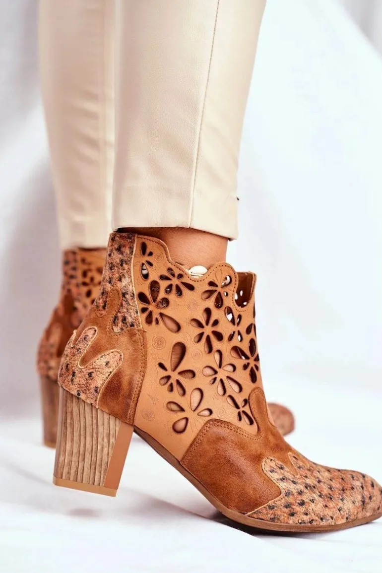 Botki Damskie Na Słupku Maciejka Wiosenne Rude 04369-29