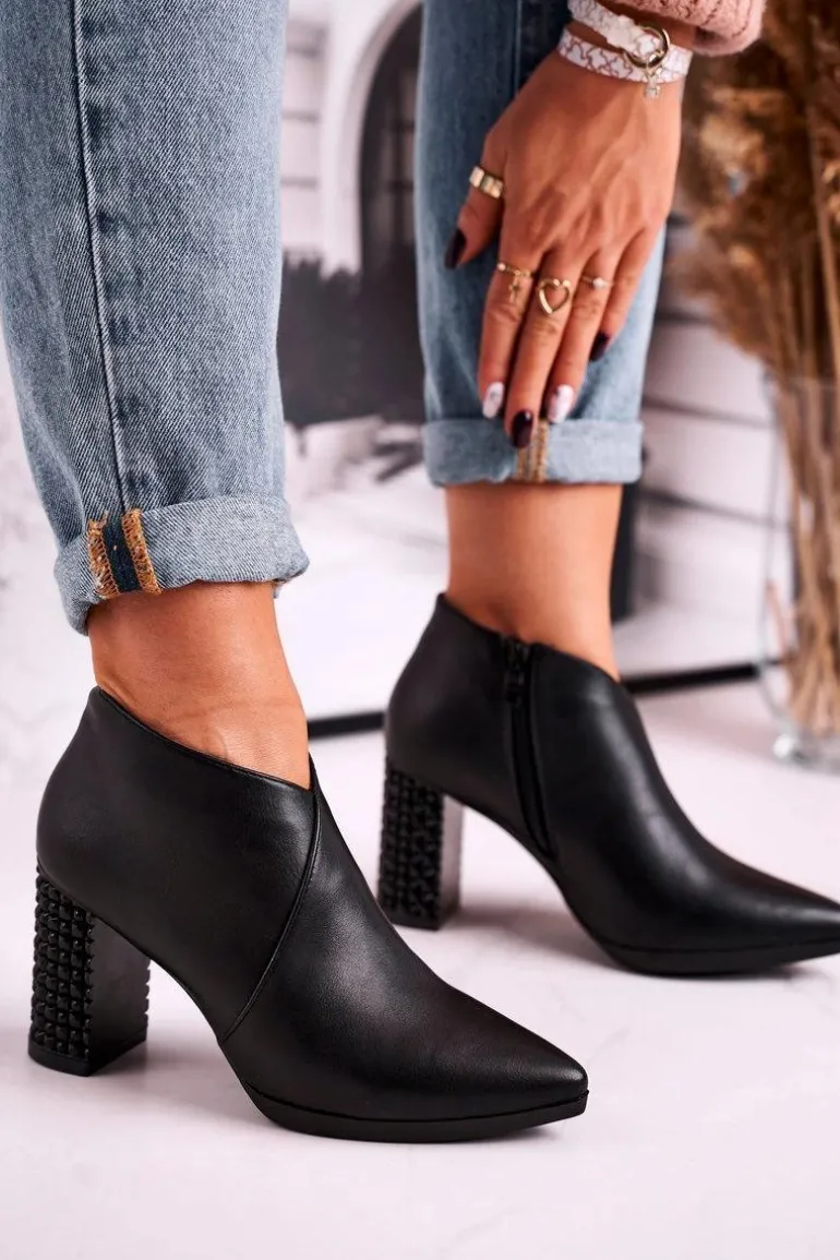 Botki damskie na słupku Sergio Leone czarne BT497