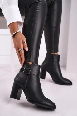 Botki Damskie Na Słupku Sergio Leone Czarne BT509