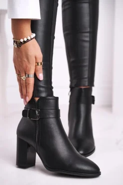 Botki Damskie Na Słupku Sergio Leone Czarne BT509