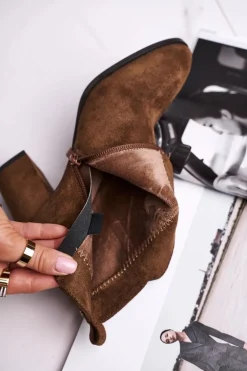 Botki Damskie Na Słupku Sergio Leone Oliwkowe BT508