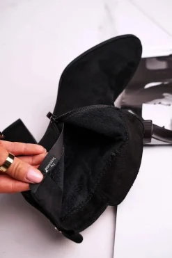 Botki Damskie Na Słupku Sergio Leone Czarne BT508