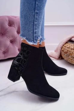 Botki Damskie Na Słupku Sergio Leone Czarne BT521