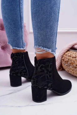 Botki Damskie Na Słupku Sergio Leone Czarne BT521