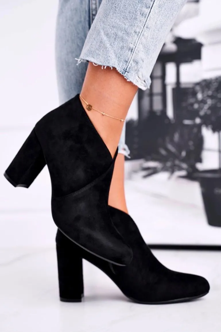 Botki Damskie Na Słupku Sergio Leone Czarne BT498