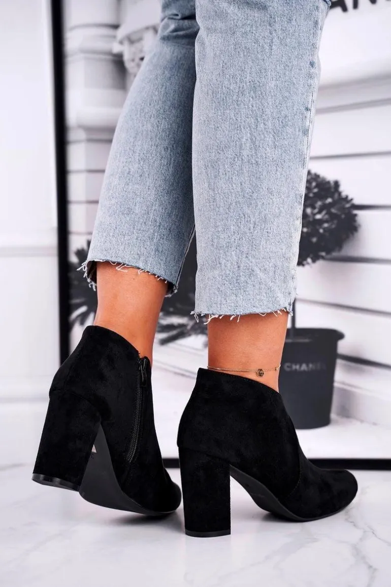 Botki Damskie Na Słupku Sergio Leone Czarne BT498