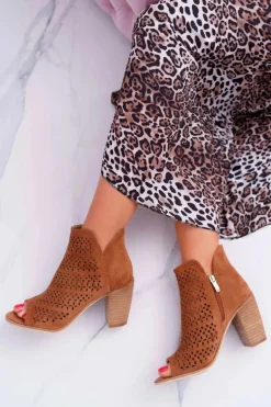 Botki Damskie Na Słupku Wiosenne Camel Matty2