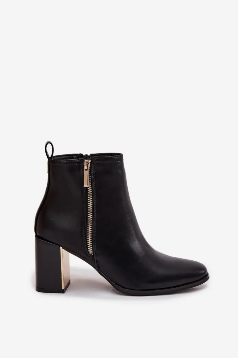 Botki Damskie Na Słupku Z Eko Skóry Czarne Camilyn