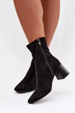 Botki Damskie Na Słupku Z Eko Zamszu Olianne