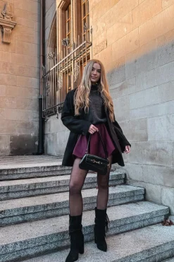 Botki Damskie Na Słupku Z Frędzlami I Marszczeniem Ocieplane Czarne Darlina