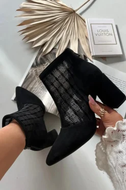 Botki Damskie Na Słupku Z Siateczką D&A LZ52-944 Czarne