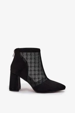 Botki Damskie Na Słupku Z Siateczką D&A LZ52-944 Czarne