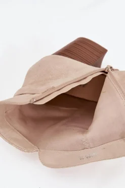 Botki Damskie Na Słupku Z Frędzlami Jasnobeżowe Rosabella