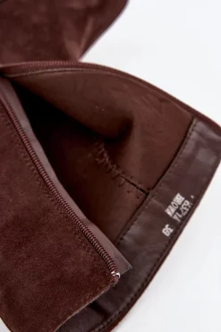 Botki Damskie Na Słupku Z Eko Zamszu Czekoladowe Inessa