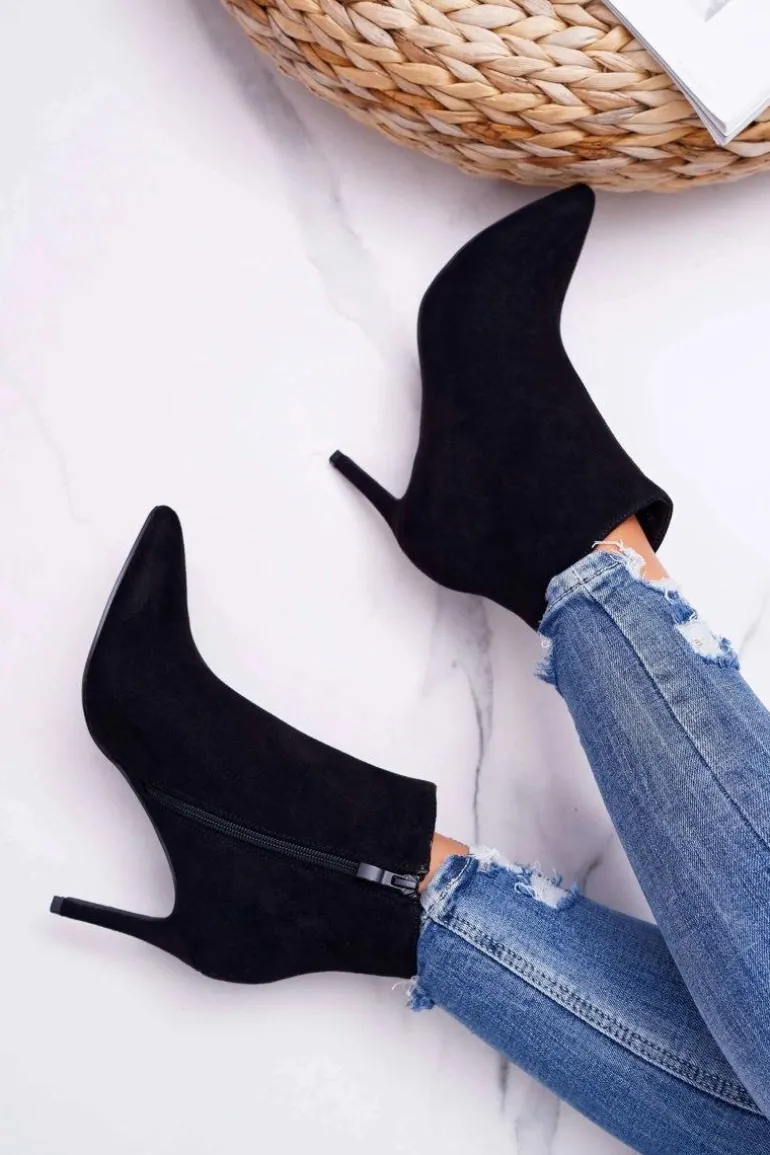 Botki Damskie Na Szpilce Zamszowe Famaq