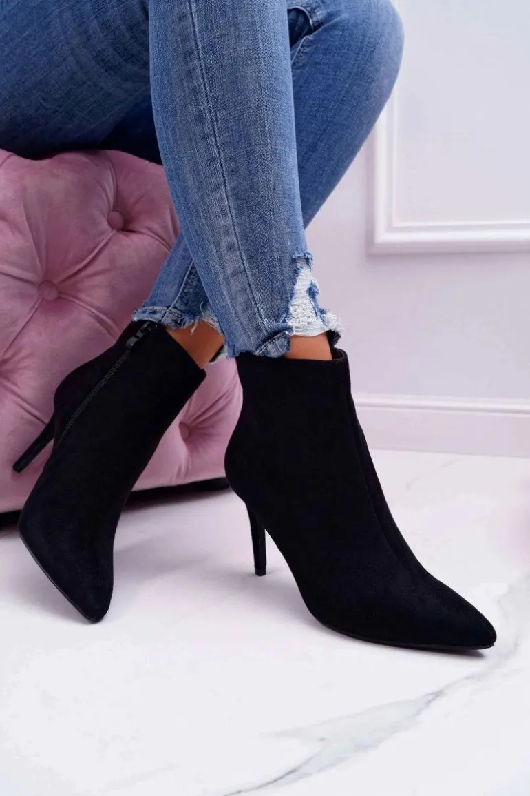 Botki Damskie Na Szpilce Zamszowe Famaq