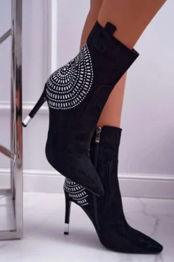 Botki Damskie Na Szpilce Czarne Fashionable