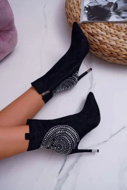 Botki Damskie Na Szpilce Czarne Fashionable