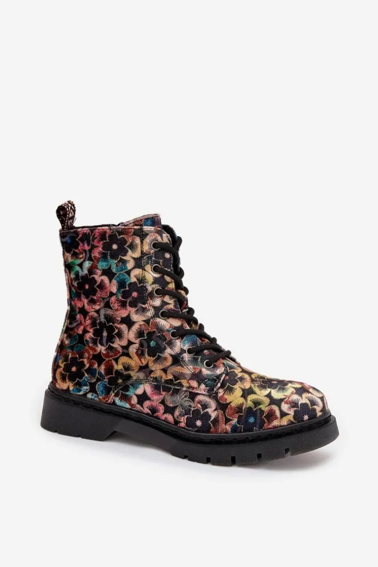 Botki Damskie Ocieplane W Kwiaty Artiker 57C1050 Multikolor