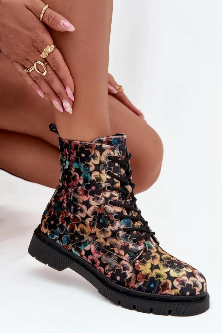 Botki Damskie Ocieplane W Kwiaty Artiker 57C1050 Multikolor