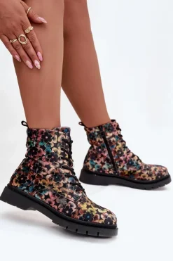 Botki Damskie Ocieplane W Kwiaty Artiker 57C1050 Multikolor