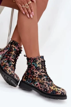 Botki Damskie Ocieplane W Kwiaty Artiker 57C1050 Multikolor