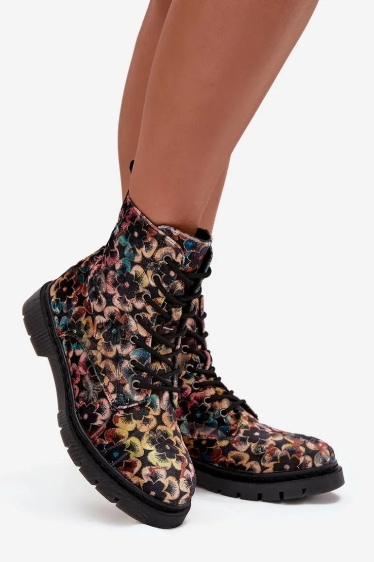 Botki Damskie Ocieplane W Kwiaty Artiker 57C1050 Multikolor