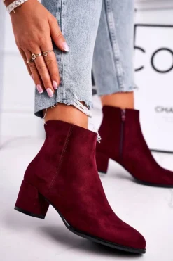 Botki Damskie Sergio Leone Bordowe BT528