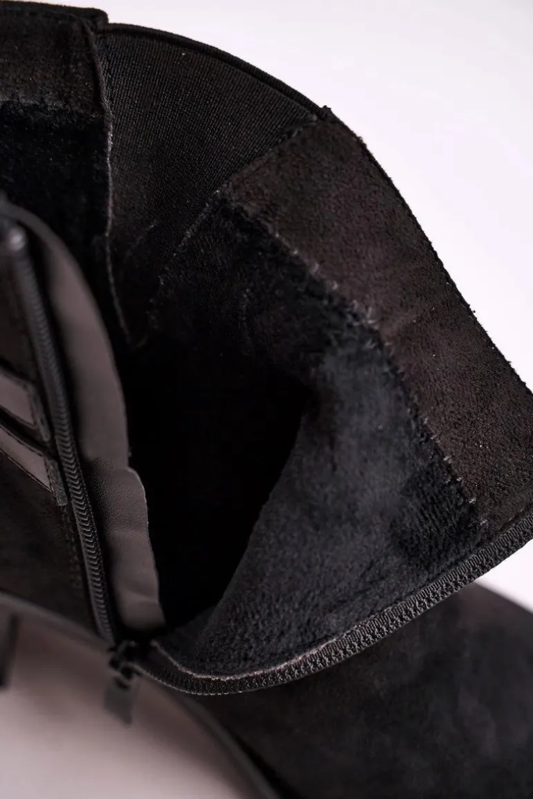 Botki Damskie Sergio Leone Zamszowe Czarne BT615