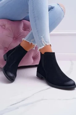 Botki Damskie Sergio Leone Sztyblety Eko Nubuk Czarne Vuko