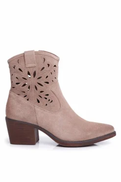 Botki Damskie Skórzane Beżowe Barski 12622