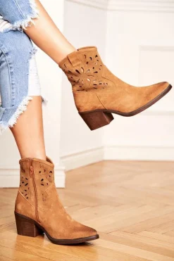 Botki Damskie Skórzane Camel Barski 12622