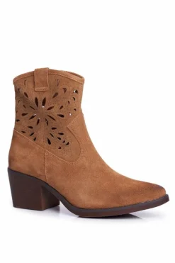 Botki Damskie Skórzane Camel Barski 12622