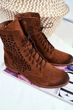 Botki Damskie Skórzane Camel Meridan