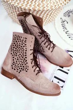 Botki Damskie Skórzane Cappucino Meridan