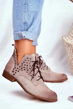 Botki Damskie Skórzane Cappucino Low Meridan