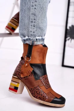 Botki Damskie Skórzane Maciejka Rude 04635-29