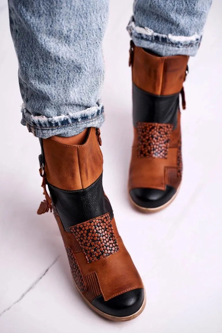 Botki Damskie Skórzane Maciejka Rude 04635-29