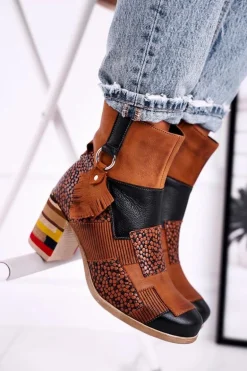 Botki Damskie Skórzane Maciejka Rude 04635-29