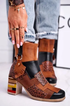 Botki Damskie Skórzane Maciejka Rude 04635-29