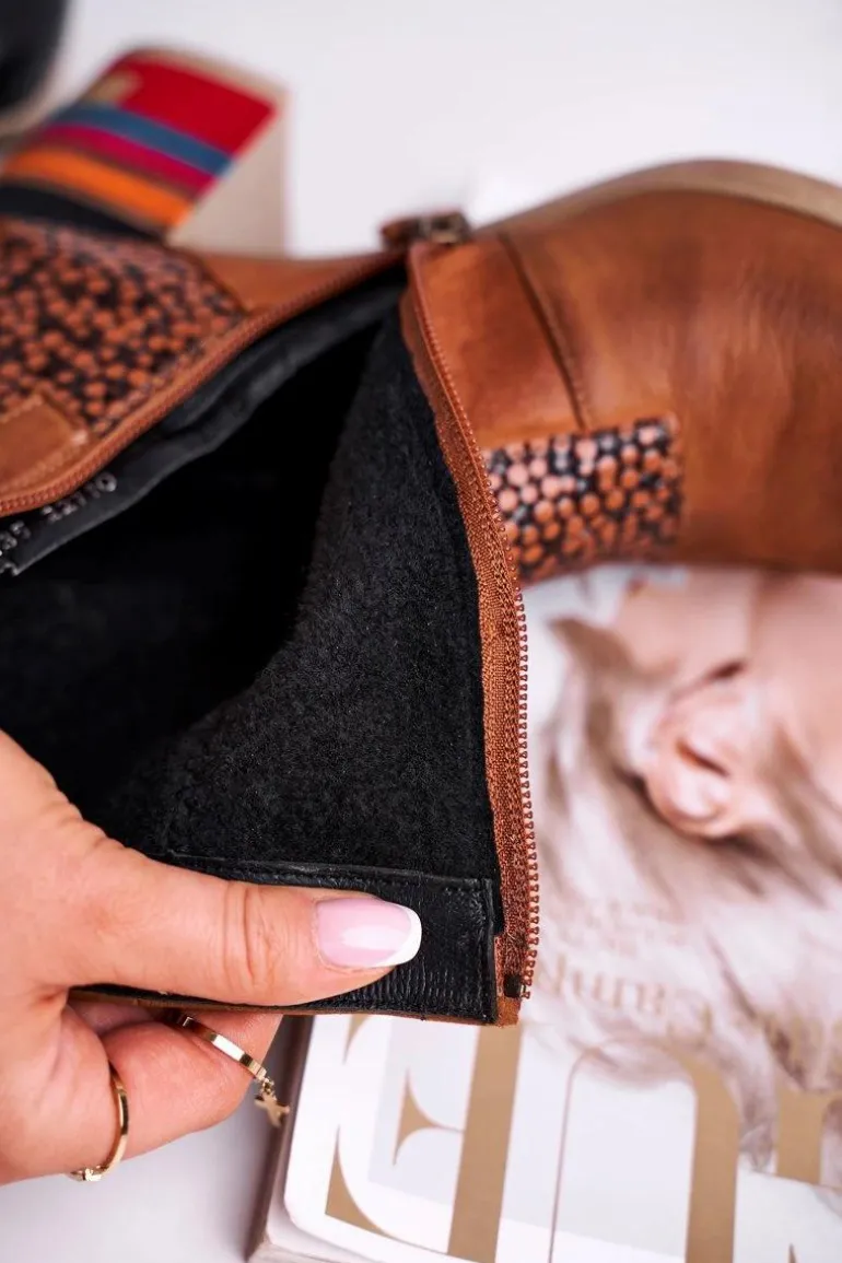 Botki Damskie Skórzane Maciejka Rude 04635-29