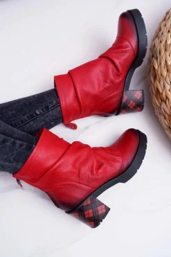 Botki Damskie Skórzane Maciejka Czerwone 04216-08/00-3