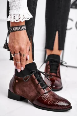 Botki Damskie Skórzane Trzewiki Maciejka Brązowe 04744-02