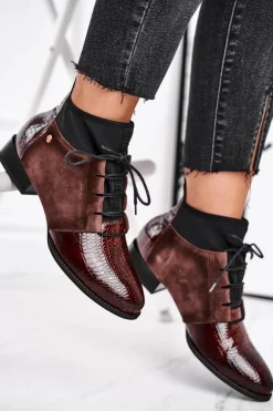 Botki Damskie Skórzane Trzewiki Maciejka Brązowe 04744-02