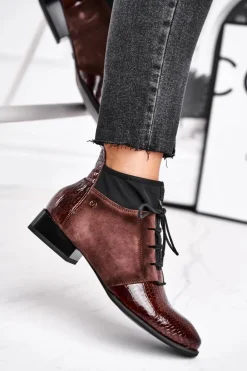 Botki Damskie Skórzane Trzewiki Maciejka Brązowe 04744-02