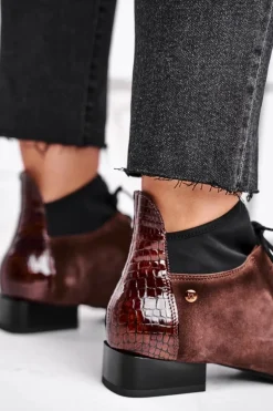 Botki Damskie Skórzane Trzewiki Maciejka Brązowe 04744-02