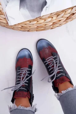 Botki Damskie Skórzane Trzewiki Maciejka Czarne 03190-01