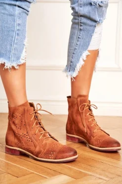 Botki Damskie Skórzane Trzewiki Maciejka Brązowe 04468-29